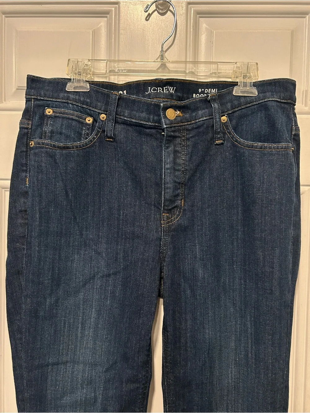 J.Crew Demi-Boot Crop Dark Indigo Raw Hem Denim Jeans Size 31